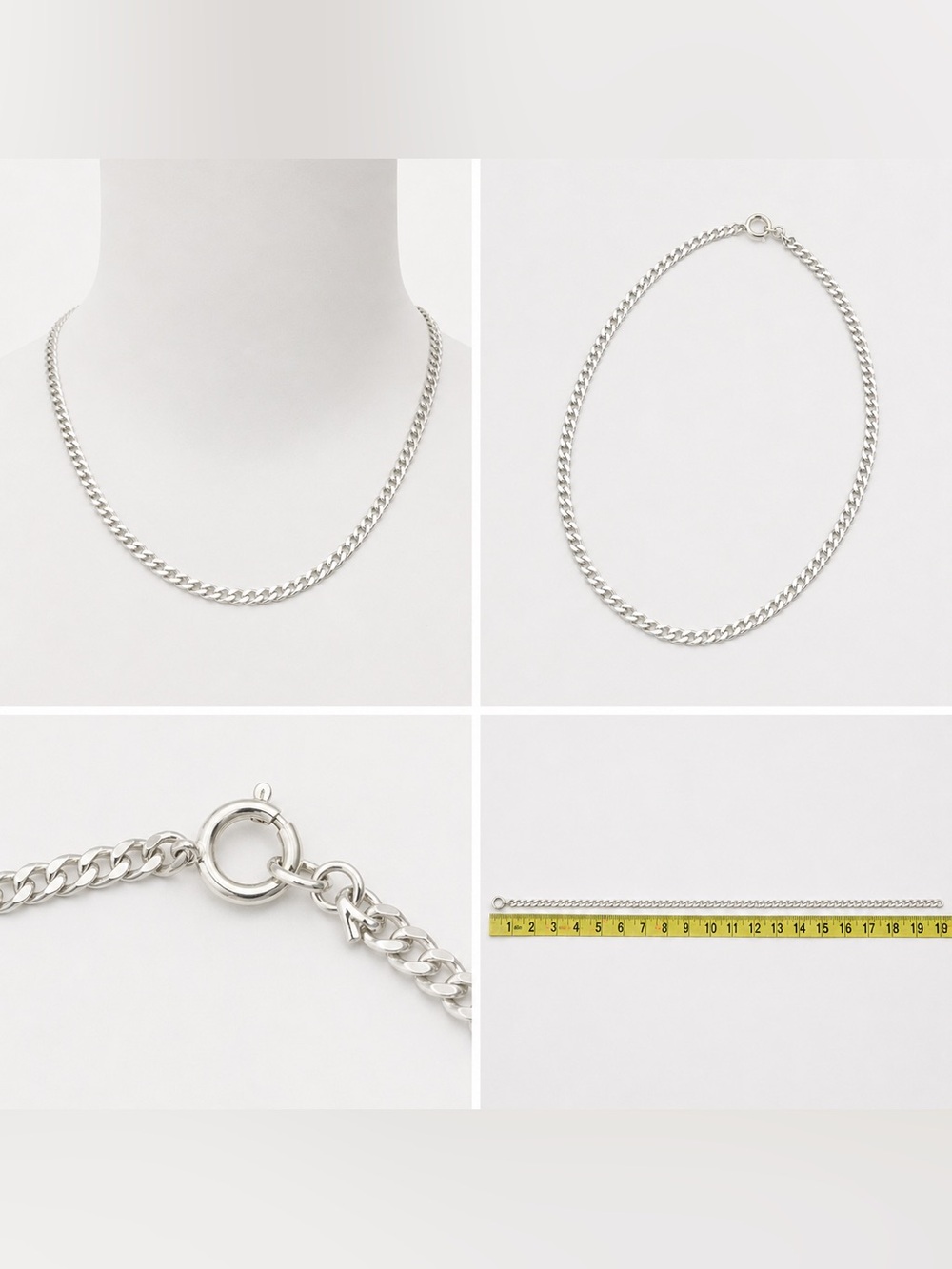 Silver Cuban Link Chain Necklace 18” Minimalist Women’s Jewelry
